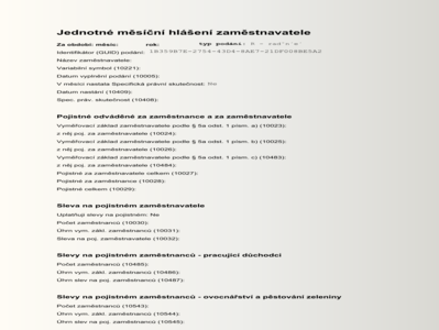 Jednotné měsíční hlášení zaměstnavatele